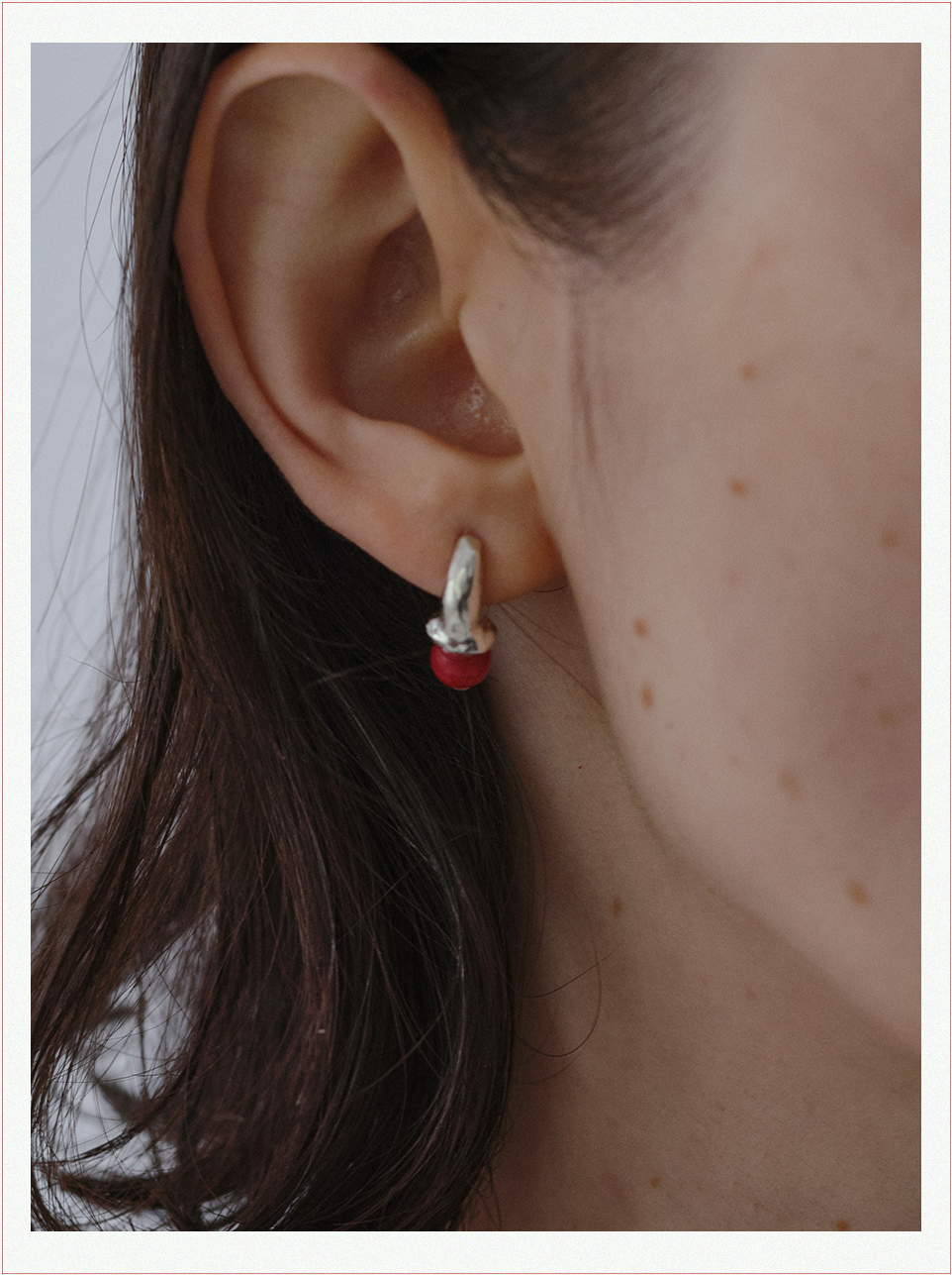 Red bud earring